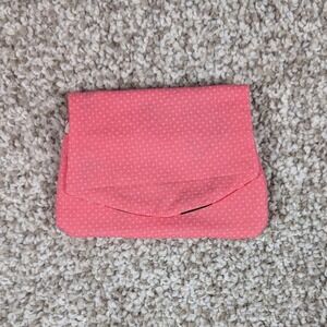 Minnie Mouse Pocket Wallet Coral Polka Dot Fabric Card Holder Coin Pouch